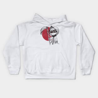 Grim The Reaper Pencil Hand-drawn Art in Red and Black Kids Hoodie